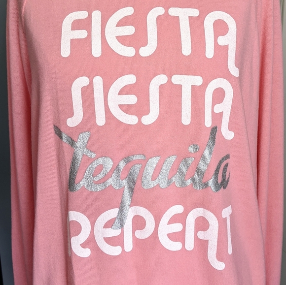 PJ Salvage Pullover Lounge Top Fiesta Siesta Tequila Long Sleeve Pink L NWT - Picture 9 of 12